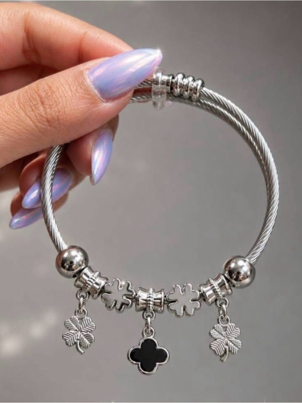Stainless Steel Black Clover bracelet